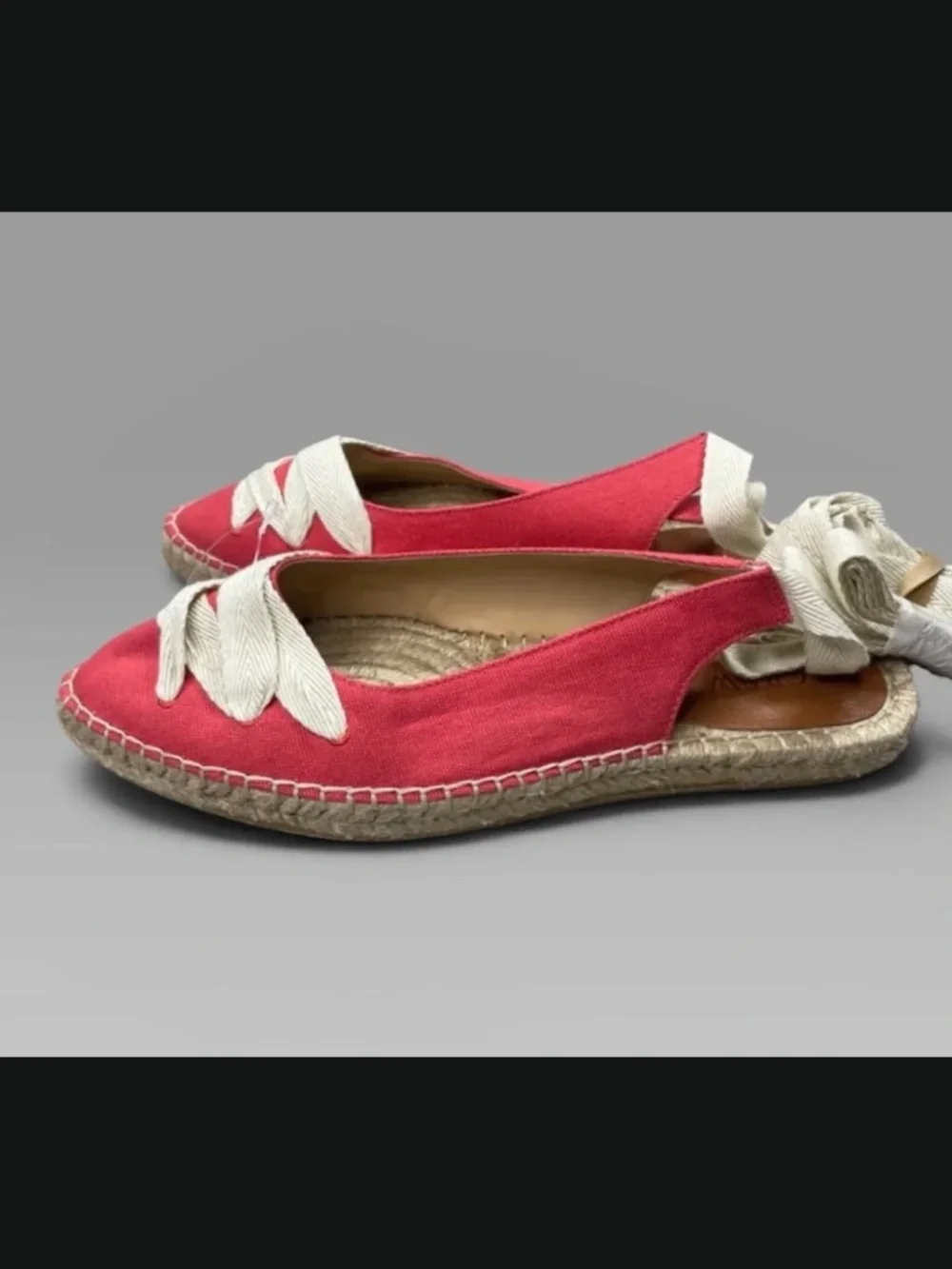 NEW J Crew Shoes Womens 9 red brown ballet espadrille flats lace up preppy boho